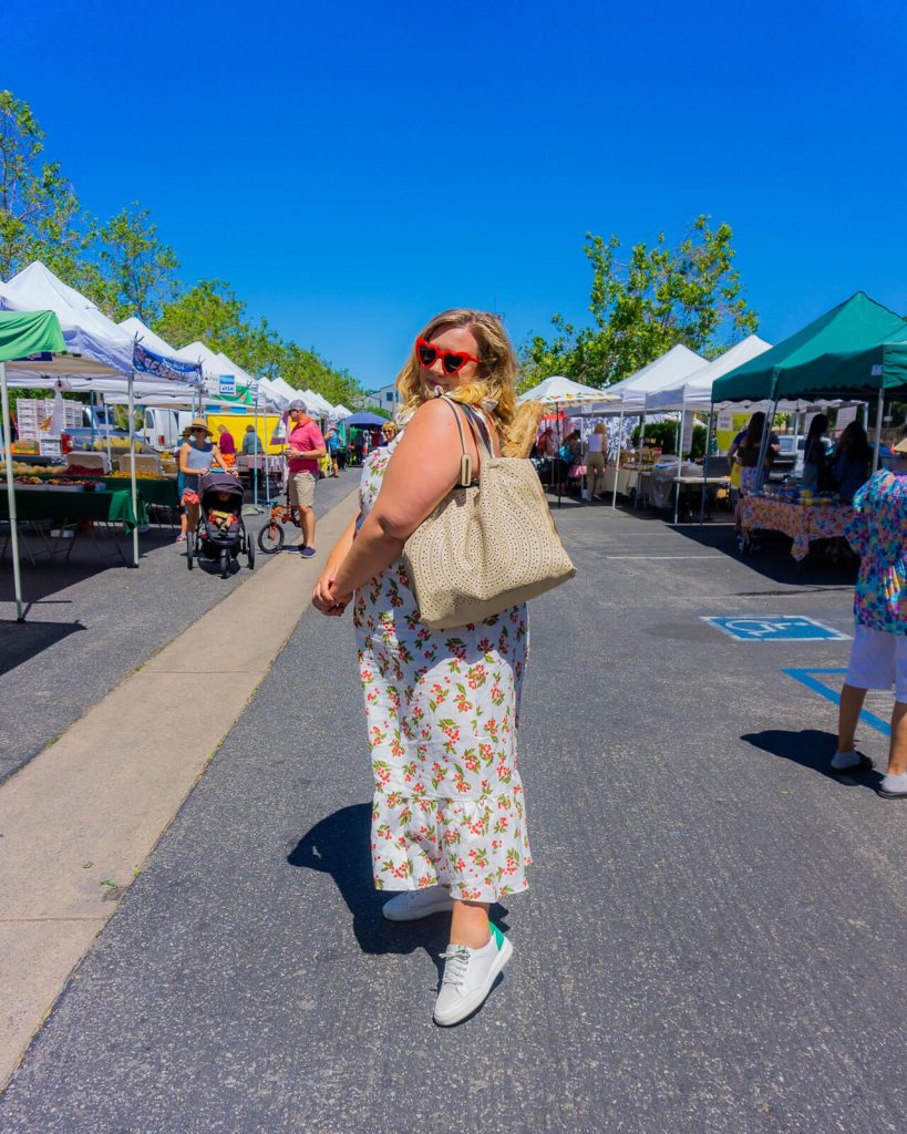 Gabbi poses at the Morgan Hill farmers' market