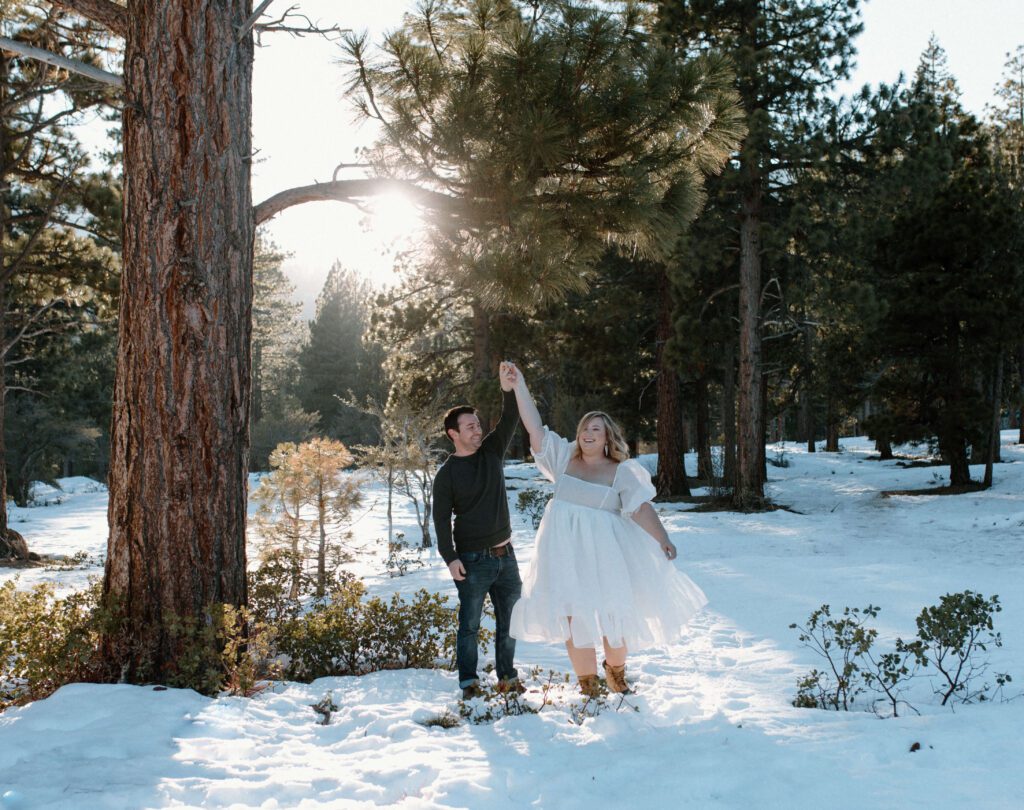 engagement photos in a white selkie