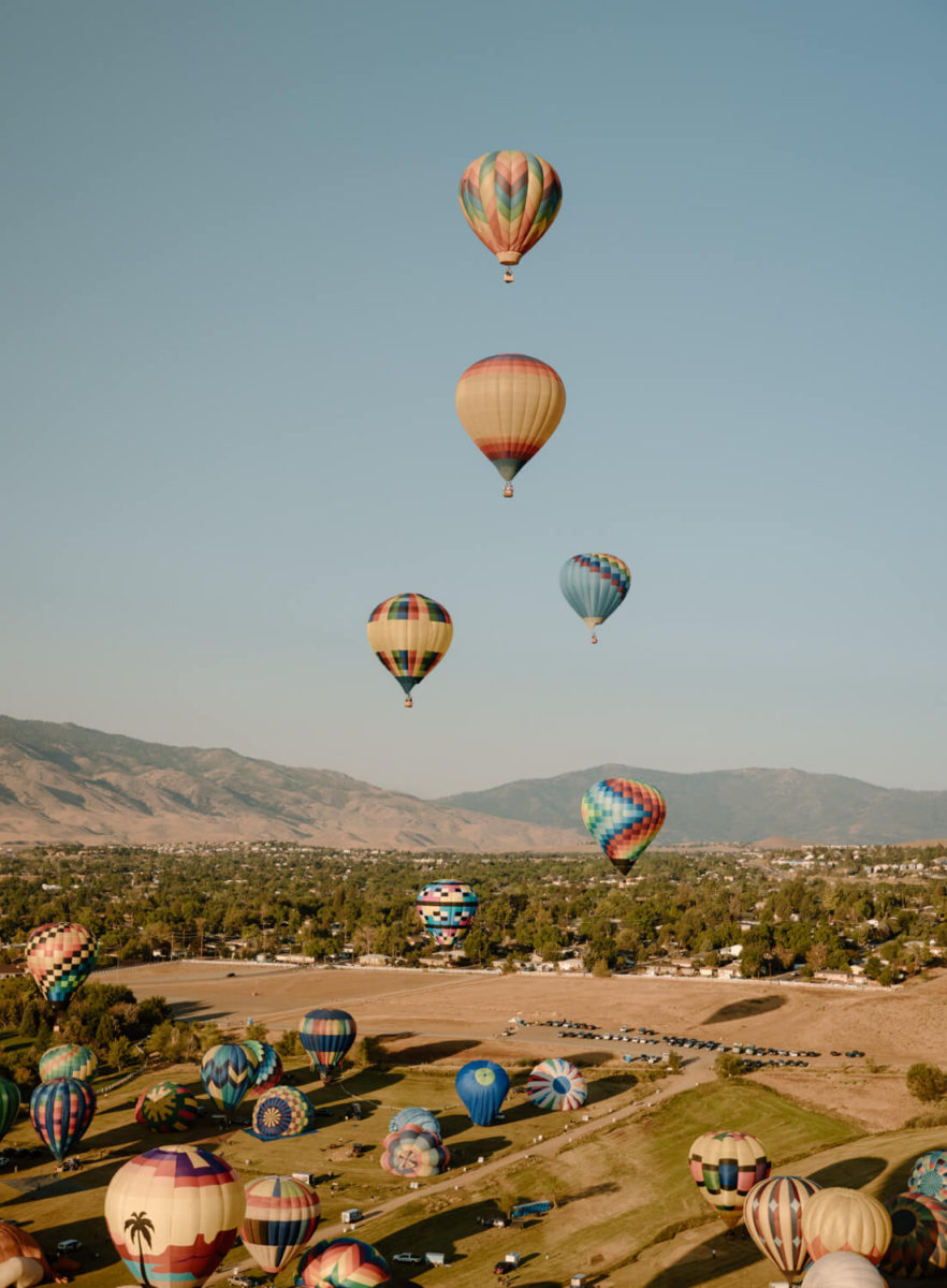 The view of the Great Reno Balloon Race ascension 