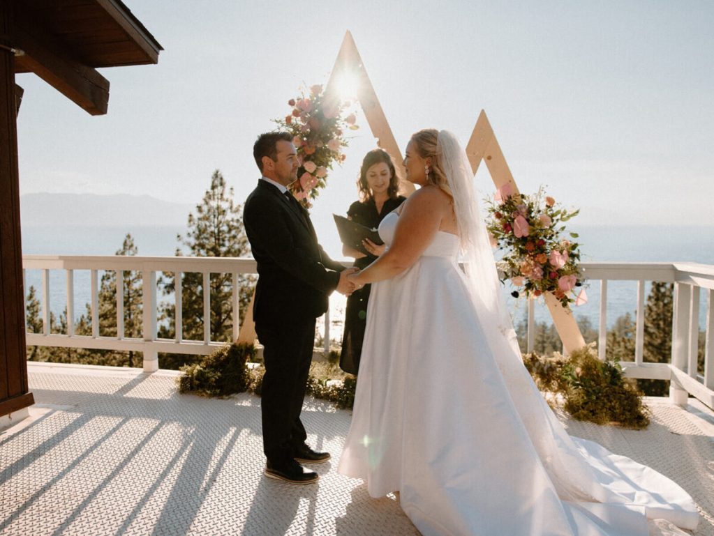 an elopement at an Airbnb over Lake Tahoe