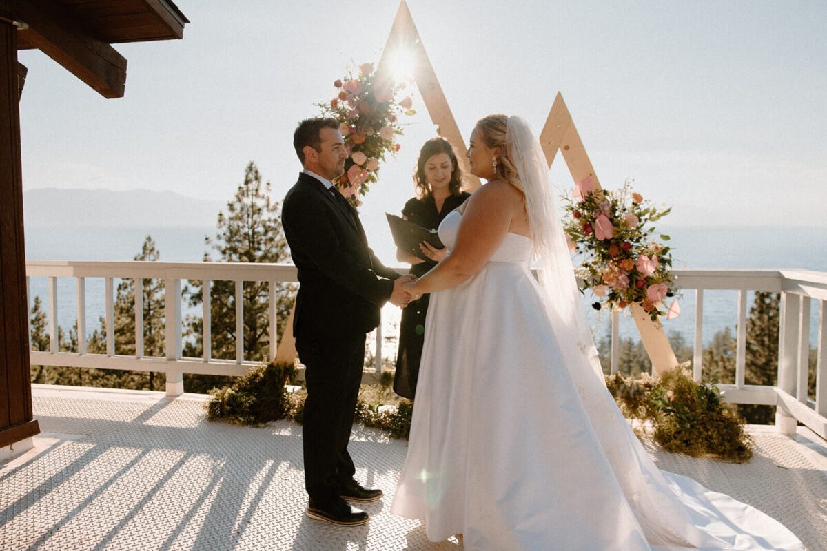 an elopement at an Airbnb over Lake Tahoe