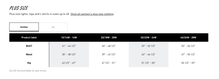 Adidas Plus Size Tops Size Chart 2023